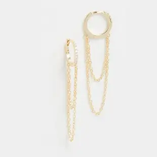 【SHASHI】紐約品牌 Pave Chain 鑲鑽圓形耳環 金色流蘇耳環(流蘇耳環)