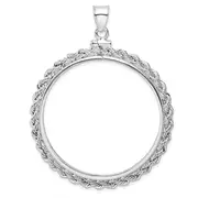Sterling Silver Wideband Distinguished Coin Jewelry Polished Rope 39.4 X 3.1mm 1 Oz. Screw Top Bezel Pendant