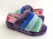 UGG RAINBOW FLUFF YEAH SLIDE PRIDE RAINBOW PURPLE SANDAL US 8 / EU 39 / UK 6