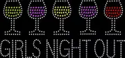 Rhinestone Bling Sparkle Iron On Transfer DIY Girls Night Out Wine Glass