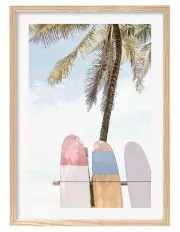 [Profile Australia] Surfboard Rack 2 Art Print A2 Frame in Natural