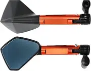jiningxunjun Universal CNC Aluminum Motorcycle Handlebar Rear View Mirrors Blue Anti-Glare Mirror Compatible with Yamaha Suzuki Scooter Parts(Orange)