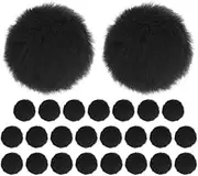 uxcell 25-Pack Faux Fur Pom Poms, 1.2 Inch/ 1.6 cm Soft Fluffy Pompoms Balls Faux Rabbit Fur with Elastic Loop for Hats/Bags/Keychains/Knitting Accessories/DIY Crafts [Black]