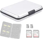 QOWUXHZ 1 x SD Card Case Memory Card Case Waterproof Protective Case for 8 SD and 8 TF Cards Carry Bag SD Card Case Box Silver