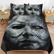 a1252 Michael Myers Halloween Duvet Cover Set, 3 Piece Bedding Set 86x70" Double Sided Printing Decorative Comforter Cover Set (1 Duvet Cover + 2 Pill