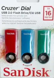 NEW SanDisk 3 X 3-Pack Cruzer Dial 16GB USB 2.0 Flash Drives (TOTAL 9)