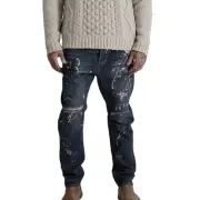 One Teaspoon Mr. Golds Cowboy Paint Splatter Relaxed Fit Jeans Sz 34 X 29 NEW