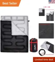 Sleeping Bags for Adults 2 Person, Double Sleeping Bags for Adults with 2 Pil...