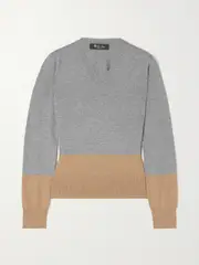 [Loro Piana] Loro Piana - Color-block Cashmere Sweater - Gray - IT50 IT 50 Gray