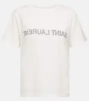[Saint Laurent] Saint Laurent Logo cotton T-shirt UK 14 white