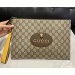 GUCCI NEO VINTAGE GG SUPREME 帆布手拿包 473956 古馳 金屬虎頭 手拿包