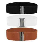 3Colours Waist Belt Elastic Waistband Stretch Women Dress Metal Buckle Cinch