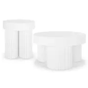 Basalt and Salvo Outdoor Concrete Coffee Table Set - White