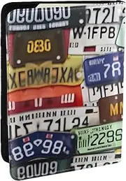 [JEJEA] License Plate Print Travel Organizer Credit Cards Case Passport BookPassport Holder Cover Wallet forTraveling,, Black, One Size