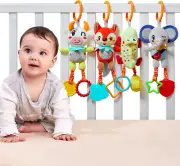 TUMAMA KIDS Baby Soft Hanging Rattle Toys Gift Set Sensory Animals Rattle Toy...