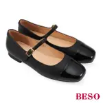 【A.S.O 阿瘦集團】BESO氣質方頭拼色瑪莉珍鞋(黑色)