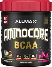 ALLMAX Nutrition AMINOCORE BCAA Powder, 8.18 Grams of Amino Acids, Intra and Post Workout Recovery Drink, Gluten Free (Pink Lemonade, 945 Grams)