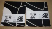 2 Ikea SMAFROSSORT Pillow Cushion Cover 20"x20" Leaf Embroidered Off-White/Black