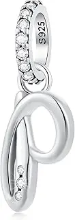[GLOWDAS] Letter Charms Initial A to Z Necklace Pendant, 925 Sterling Silver Alphabet Beads and Ampersand & Charm fit European DIY Bracelet, Gifts for First Mothers Day/Christmas