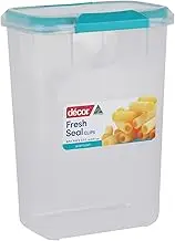 Decor Fresh Seal Clips Oblong Food Storage Container, Clear/Teal, 3.5 Litre Capacity