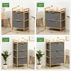Bamboo Fabric Storage Bin Unit Organizer Bedside Table Night Stand Chest Drawer