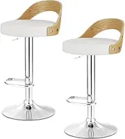 [Artiss] Bar Stools Stool Set of 2 Adjustable Kitchen Swivel Counter Barstools Dining Chair Chairs Gas Lift White Leather in 61-81cm Seat Height Floor for Home Dining Room Cafe Outdoor Indoor