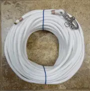3/8"x110 ft.White Soft Spun Dac/Polyester Halyard, Spliced in S/S Snap Shackle