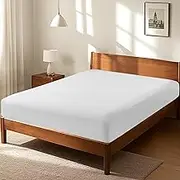 LINENOVA Double Fitted Sheet – 100% Vintage Washed Cotton - Naturally Soft & Breathable, 40cm Deep Pocket – Natural White, 1 Piece