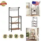Durable Rustic Bakers Rack with 8 S-Hooks - Ideal for Kitchen and Coffee Bars
