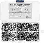 EVTSCAN 300Pcs Stainless Steel Round Head Cross M3 Screws Kit, with 6mm to 20mm Lengths and Plastic Storage Case, Self Tapping Metal Screws for Electronics, Machinery, Home Improvement