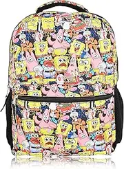 [Nickelodeon] SpongeBob Backpack for Kids - Officially Licensed SpongeBob SquarePants, Mr. Krabs, Squidward, Plankton Bookbag for Boys and Girls Kids and Adults - Laptop and Lunchbox Compartment, Black