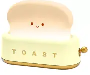 Toast Night Light Kawaii Desk Decor Dimmable Bedside Night Lamp (Yellow)