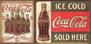 Coca Cola Coke 5 Cent Advertising Vintage Retro Wall Décor Metal Tin 2 Sign Lot