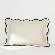 Lush Decor - Pillow Cover, Scalloped Edge Design, Coastal Home Essentials (Dark Linen/Black, 13" x 20")