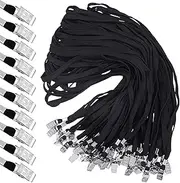 50 Pcs Lanyards Clips Bulk Lanyards for ID Name Badge Holder Lanyards Flat with Swivel Hook for Office School(Black)