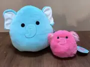 Squishmallows Diego 10” Elephant Plush NWT New 5” Pink Kyla Fuzzamallow Set