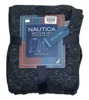 Nautica 2-Piece Waffle Knit Tee & Jogger Pants Space Dye Men's Pajama Set M NWT