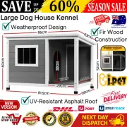 Dog Kennel House Large Wooden Outdoor Pet Kennels Indoor Puppy Cabin Log NEW AU