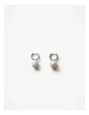 [Trenery] Elsa Pearl Hoop Earrings in Silver