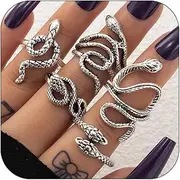 [CJIAYUJEW] Snake Ring Silver Snake Rings for Women Vintage Punk Snake Ring Set Stackable Ring Reptile Serpent Band Ring Halloween Ring Set Jewelry for Women