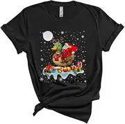 [Generic] Santa Riding Reindeer Duck, Awesome Christmas Farmer Animal Lover, X-mas Pajama Family Group Unisex T-Shirt