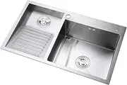 Laundry Utility Sink With Washboard Stainless Steel Kitchen Sink Household Pool Balcony Room Wash Basin Easy Clean Double-Bowl 800mm/31.5Inch