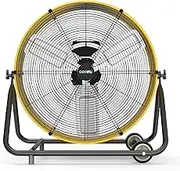 CCGIRU 24 Inch Industrial Drum Fan, 320W High Velocity Floor Fan 3-Speed Heavy Duty Metal with Casters Handle for Basement Warehouse Factory workshops Patios