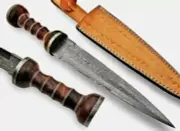 HISTORICAL ROMAN GLADIUS Short Sword HANDMADE DAMASCUS STEEL W/ ROSE WOOD HANDLE