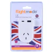 Flightmode Outbound AU/NZ to UK/HONG KONG Travel Adaptor with USB Type C & A