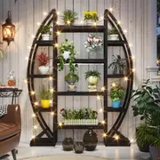 Fin 178Cm Tall Half Moon Large Plant Stand Indoor Curved Oval Shelf Flowers Display