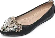 [YOUNIFIZ] Women's Ballet Flats Rhinestones Wedding Ballerina Shoes Foldable Portable Pumps Sparkly Comfort Slip on Flat Shoes