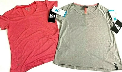 $75 Set of Two (2) Helly Hansen VTR Tops Sz XS NWT Activewear Deluxe Gray Pink