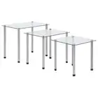 3x Nesting Tables Transparent Tempered Glass Side Couch Coffee Table vidaXL
