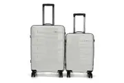 Swiss Luggage Suitcase Lightweight with 8 wheels 360 degree rolling HardCase 2PCS Set SN8801AB White